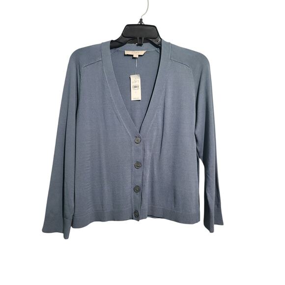 LOFT Soft Light Blue V-Neck Button Down Cardigan Size Large NWT - Picture 1 of 4